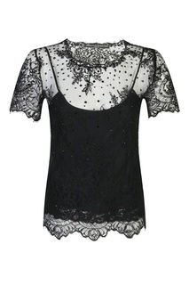 Черный кружевной топ Ermanno Scervino