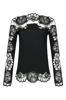 Черная блузка с кружевными вставками Ermanno Scervino