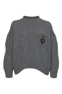 Серый свитер с карманом и аппликацией Ermanno Scervino