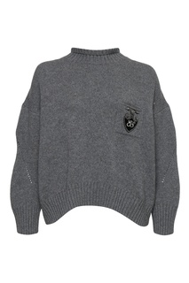Серый свитер с карманом и аппликацией Ermanno Scervino