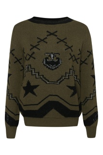 Джемпер оттенка хаки с интарсией Ermanno Scervino