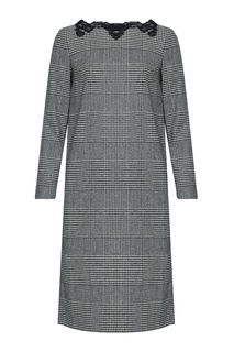 Серое платье в клетку с кружевной отделкой Ermanno Scervino