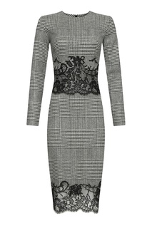 Серое шерстяное платье с кружевной отделкой Ermanno Scervino