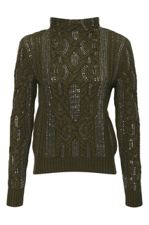 Свитер оттенка хаки с кристаллами Ermanno Scervino