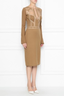 Коричневое платье с кружевной отделкой Ermanno Scervino