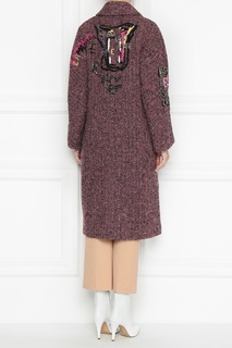Розовое пальто с узором и вышивкой Ermanno Scervino