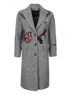 Пальто с узором «елочка» и вышивкой Ermanno Scervino