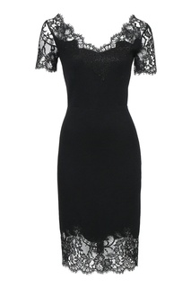 Черное платье-футляр с кружевом Ermanno Scervino