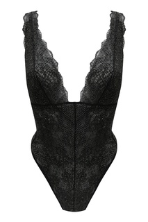 Черное кружевное боди с кристаллами Ermanno Scervino