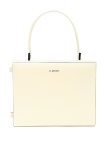 Кремовая кожаная сумка с короткой ручкой Jil Sander
