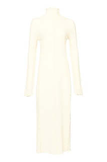Кремовое платье из шерстяного трикотажа Jil Sander
