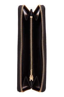 Черный кожаный кошелек на молнии Coach