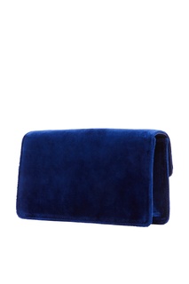 Синяя бархатная сумка с аппликацией Gucci