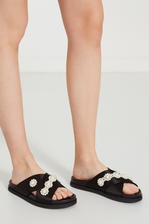 Черные атласные пантолеты с декором Simone Rocha