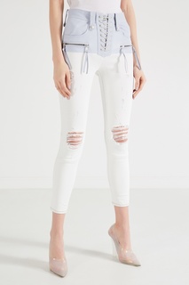Двухцветные джинсы со шнуровкой Unravel Project