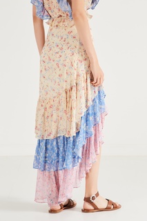 Разноцветная шелковая юбка Lisette Love Shack Fancy