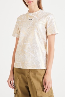 Футболка с золотистым принтом Msgm