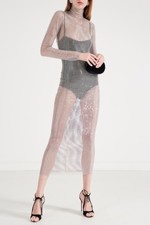 Полупрозрачное платье с кристаллами Alessandra Rich