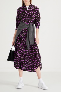Платье-рубашка цвета хаки с леопардовым принтом Essentiel Antwerp