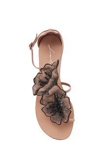 Бежевые кожаные сандалии с аппликацией Lola Cruz