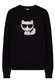 Черный свитшот с контрастным принтом Karl Lagerfeld
