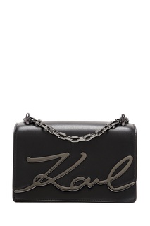 Черная сумка с металлическим логотипом Karl Lagerfeld