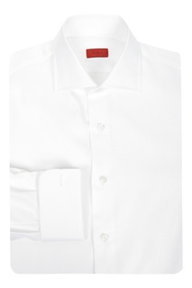 Белая рубашка из ткани в рубчик Isaia