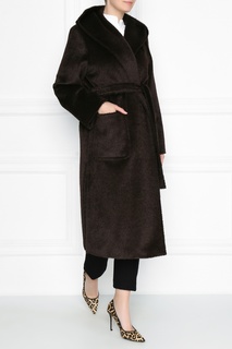 Мягкое коричневое пальто с капюшоном Marina Rinaldi