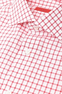 Хлопковая рубашка с узором в красную клетку Isaia