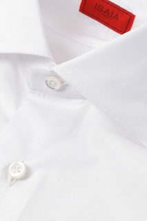 Белая рубашка из хлопка с перламутровыми пуговицами Isaia