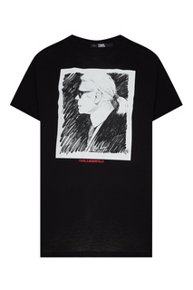 Черная хлопковая футболка с принтом Karl Lagerfeld