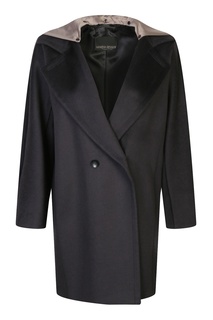 Двубортное пальто с комбинированным капюшоном Marina Rinaldi