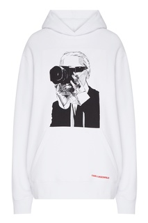 Белое худи с принтом Karl Lagerfeld