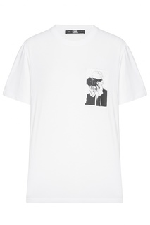 Белая футболка из хлопка Karl Lagerfeld