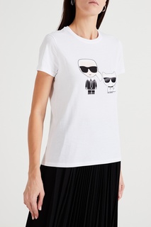 Белая футболка с контрастным принтом Karl Lagerfeld