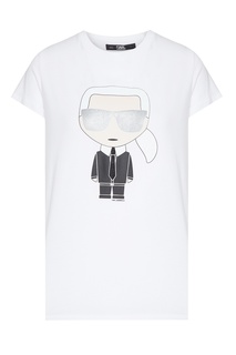 Хлопковая белая футболка с принтом Karl Lagerfeld