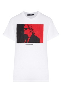 Белая футболка с контрастным принтом Karl Lagerfeld