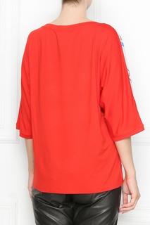 Красная комбинированная блузка с узорами Marina Rinaldi