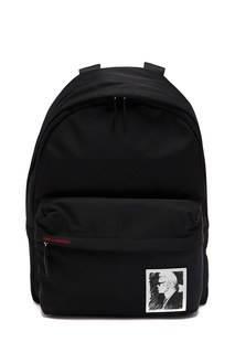 Черный текстильный рюкзак с портретом Karl Lagerfeld