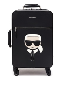 Черный чемодан с фирменной аппликацией Karl Lagerfeld