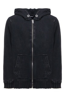 Черная толстовка с объемным капюшоном Diesel