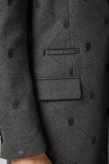 Серое пальто с узором Philipp Plein