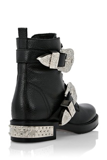 Кожаные ботинки с декоративными ремнями Philipp Plein