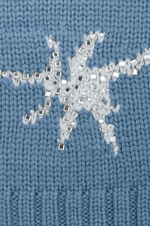 Голубой свитер с рисунками и кристаллами Ermanno Scervino
