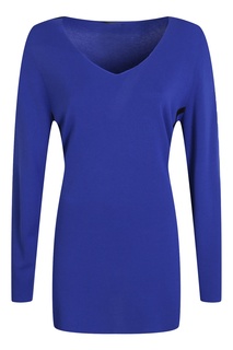 Синий пуловер с контрастной отделкой Marina Rinaldi