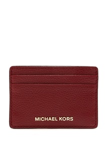 Бордовый кожаный картхолдер Michael Michael Kors