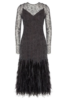 Кружевное платье с пайетками и перьями Yana Dress