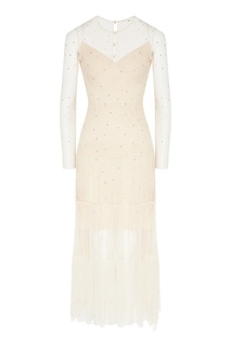 Бежевое платье со стразами и перьями Yana Dress