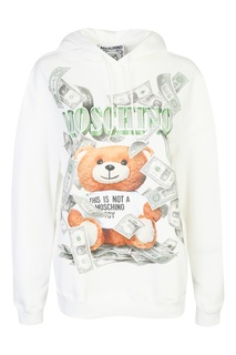 Белая толстовка с принтом Dollar Teddy Bear Moschino