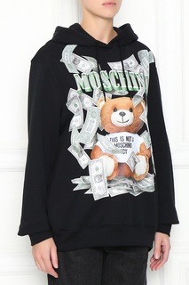 Черная хлопковая толстовка с принтом Dollar Teddy Bear Moschino